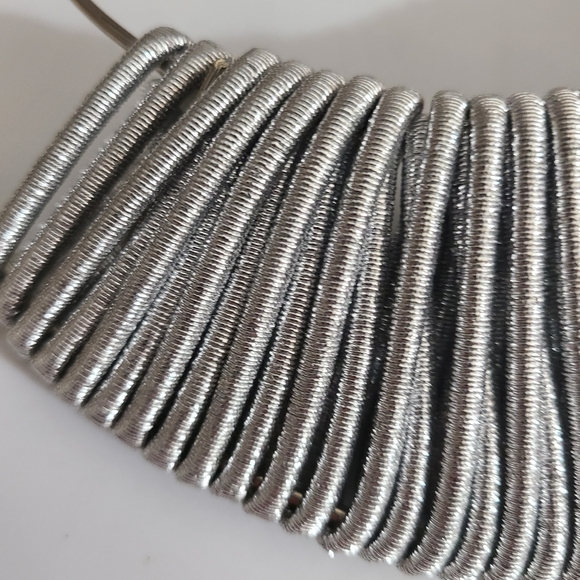 Huge silver boho necklace statement sparkly metallic adjustable - Picture 4 of 14